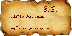 Bőle Benjamina névjegykártya